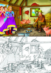 Obraz na płótnie Canvas Coloring page - fairy tale - illustration for the children
