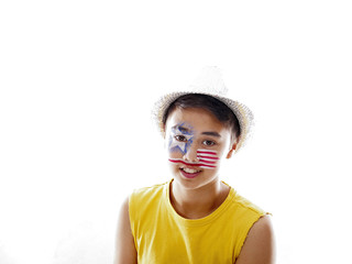 boy with stars and stripes face paint