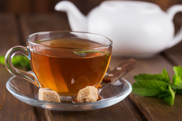 Cup of fresh herbal tea