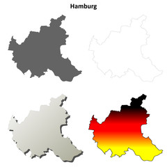 Hamburg blank outline map set