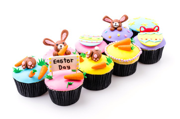 Easter cupcakes isolated white background