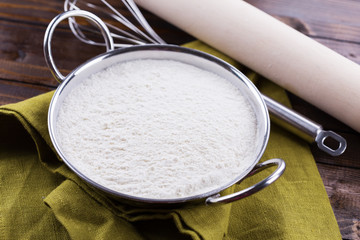 Flour on table