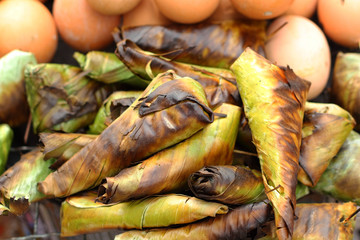 Sticky rice grilled asia food