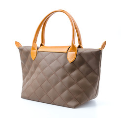 Woman leather bag isolated white background