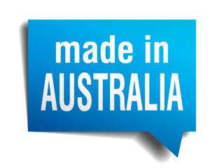 made in Australia blue 3d realistic speech bubble