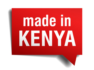 made in Kenya red 3d realistic speech bubble