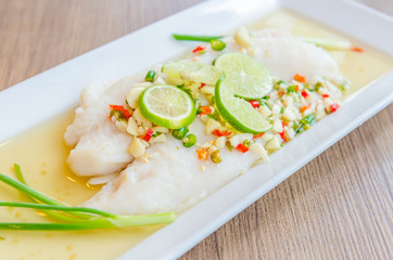 Steamed basa fish