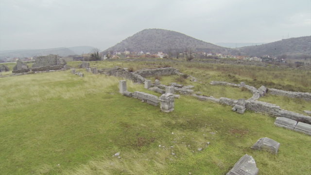 Flying above Doclea ruins in Montenegro.