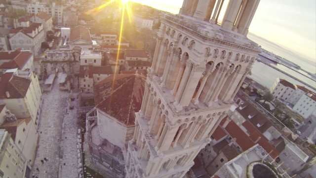 Camera moving  around Church of St. Dominus in Split in Croatia