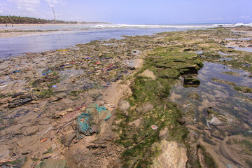Fototapeta na wymiar Dirty beach in Teshie, Ghana