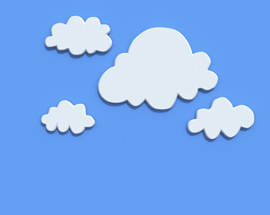 Cartoon clouds on blue background