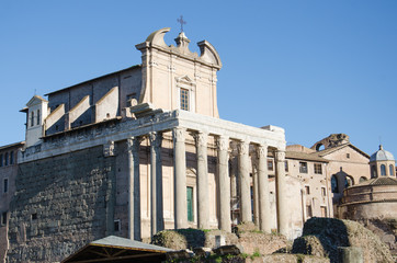 Temple of Cesar in the Foro Romano in Rome