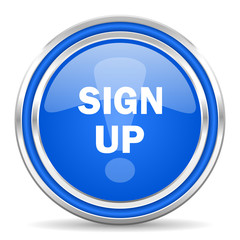 sign up blue glossy web icon