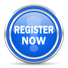 register now blue glossy web icon