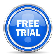 free trial blue glossy web icon