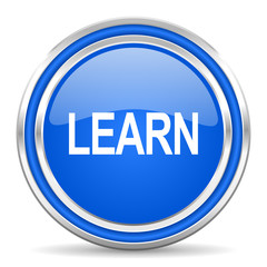 learn blue glossy web icon
