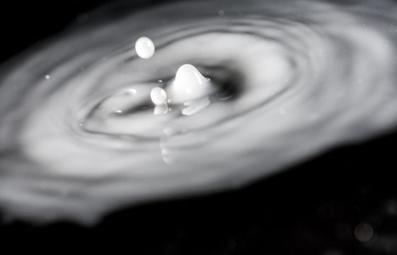 A Macro Shot Of A Milk Drop Collision