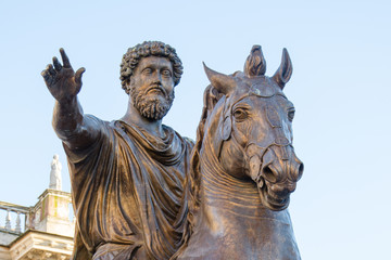 Fototapeta na wymiar Horse sculpture of the emperor Marcus Aurelius