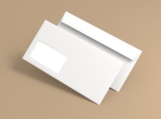 Briefumschlag Vorderseite Rückseite mit Fenster - obrazy, fototapety, plakaty