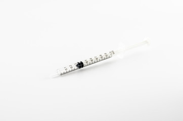 Small syringe on white background,small syringe for pet hospital
