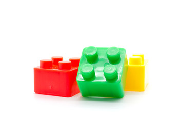blocks Plastic building blocks on white background