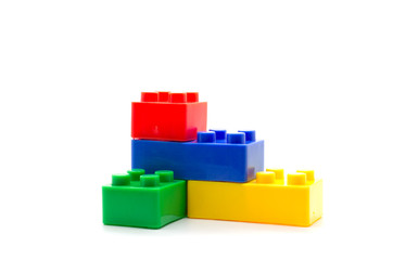 blocks Plastic building blocks on white background