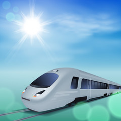 High-speed train at sunny day.