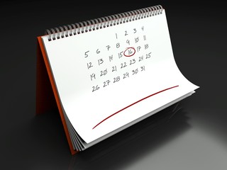 Red circle marked important day, calendar concept