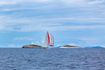 Recreational Yachts at Adriatic Sea in bad weather