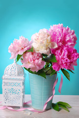 beautiful peony bouquet in vase