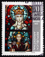 Postage stamp Argentina 1973 Virgin and Child, Christmas