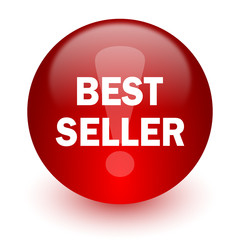 best seller red computer icon on white background