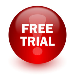 free trial red computer icon on white background