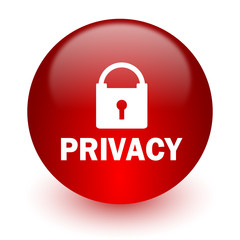 privacy red computer icon on white background