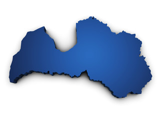 Map Of Latvia 3d Shape