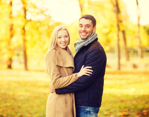 Fototapeta premium romantic couple in the autumn park