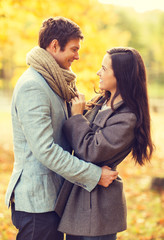 romantic couple in the autumn park