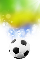 Soccer ball and the colors of the Brazil flag