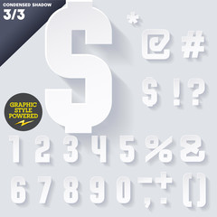 Modern flat alphabet for infographics with long ambient shadow