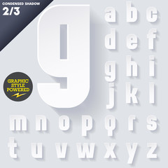 Modern flat alphabet for infographics with long ambient shadow