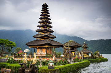 Pura Ulun Danu temple on a lake Beratan. Bali, Iindonesia