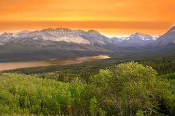 Glacier national park in twilight