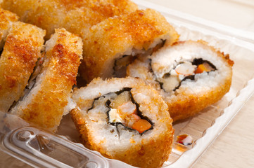 Sushi slices.