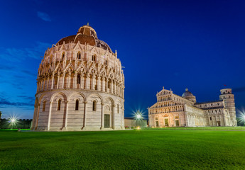 Ancient monuments in Pisa at sunset