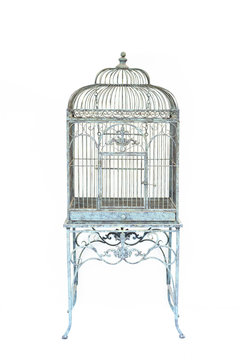 Big bird cage vintage style isolated background