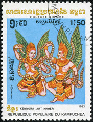Obraz premium stamp printed in the Cambodia, Dunns River Falls, vert