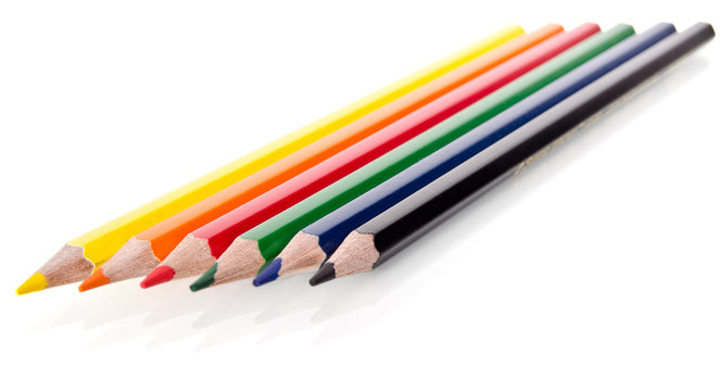 Beautiful multi-colored pencils isolated on white background