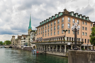 embankment of Limmat river, Zurich