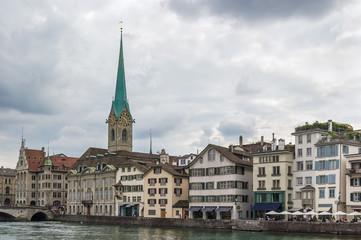 embankment of Limmat river, Zurich
