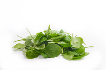 Baby spinach leaves isolated on white background